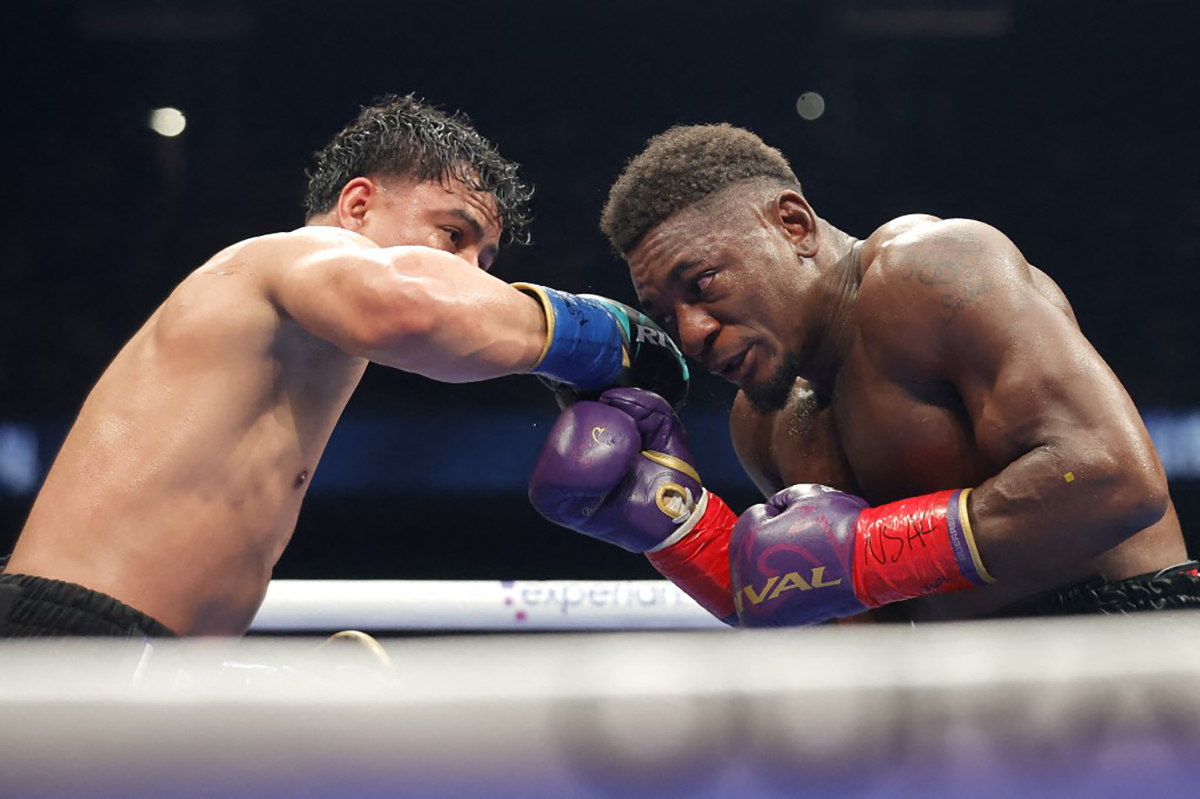 Christian Mbilli went to war against Lester Martinez in a 2025 Fight of the Year. Photo: Zuffa Boxing canelo