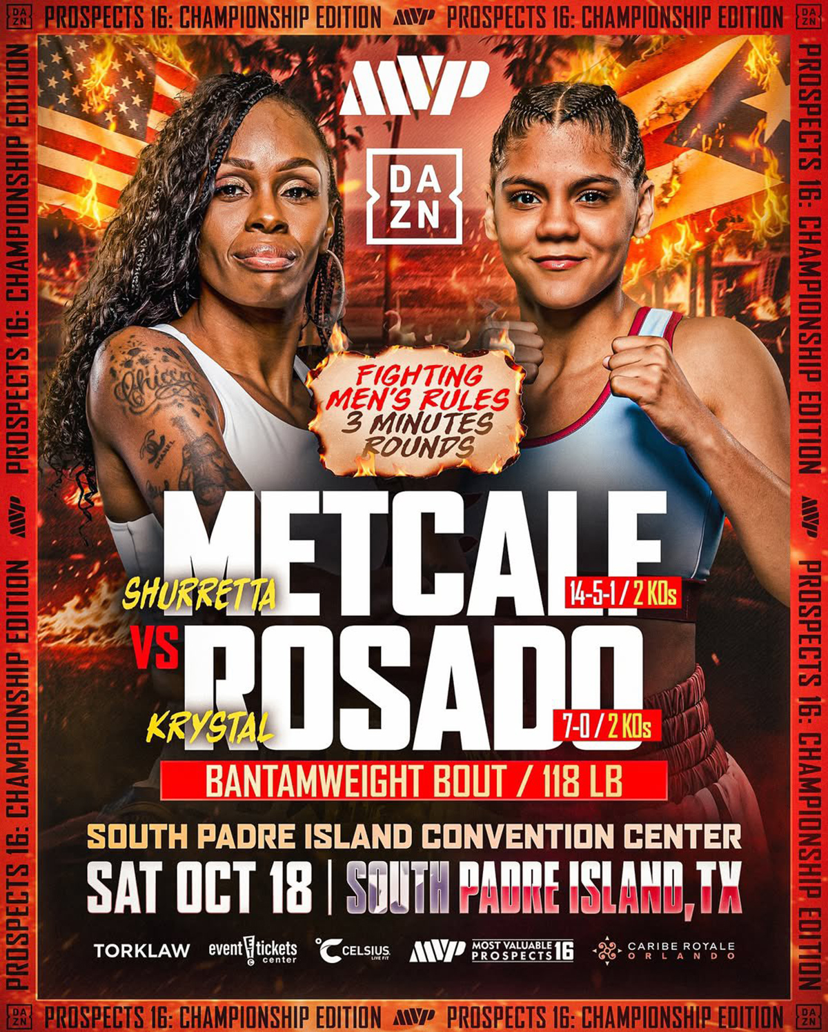Former world champion Shurretta Metcalf takes on rising star Krystal Rosado at Prospects 16. Photo: Most Valuable Promotions
