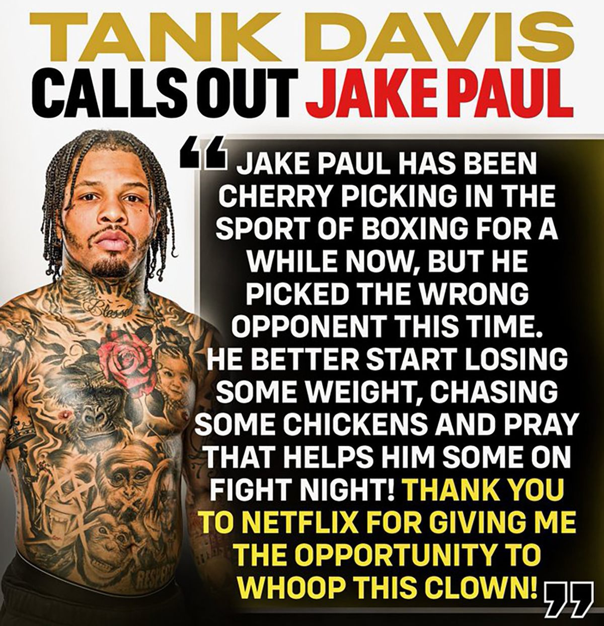 Gervonta "Tank" Davis is doing is part to call attention to this proposed exhibition. Photo: Most Valuable Promotions