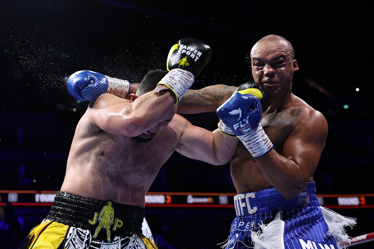 Fabio Wardley's impressive chin and fortitude kept him in the fight with Joseph Parker. Photo: Leigh Dawney, Queensberry