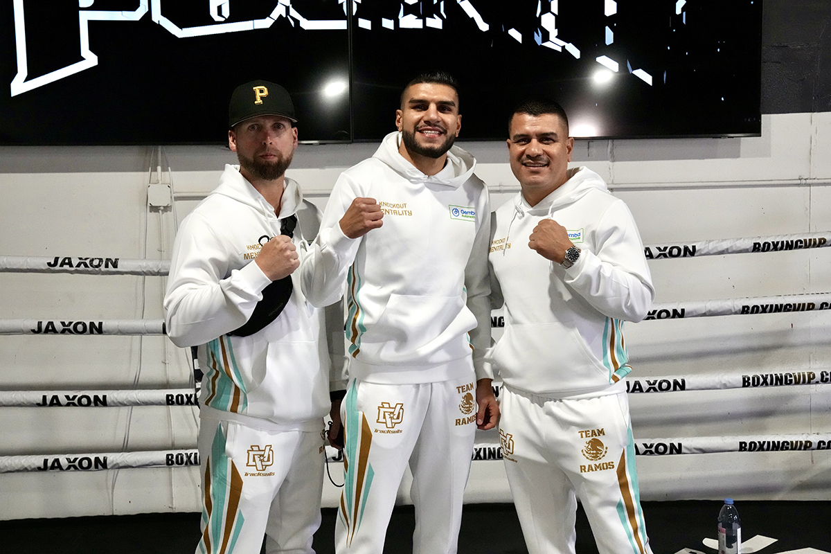 Team Ramos: Abel, Jesus Jr. and Jesus Sr. during camp for the Schramm fight last March. Photo: Sean Michael Ham, Premier Boxing Champions