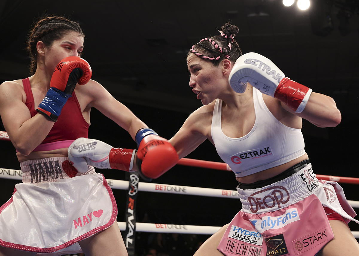 Roxy Verduzco was good to her nickname delivering right hands like this one in a dominant win over Perla Lomeli. Photo: Jason Burgos, 360 Boxing Promotions Hollywood Fight Nights