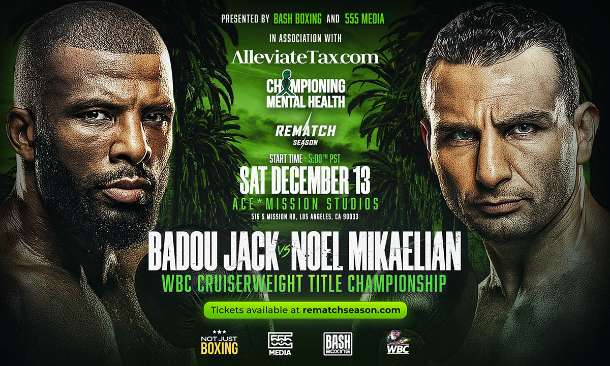 The cruiserweight title fight between Badou Jack and Noel Mikhalian will take place in Los Angeles on December 13.