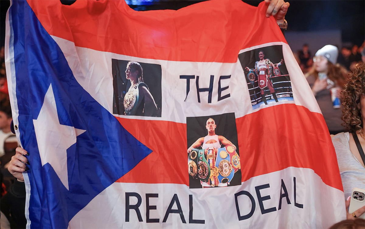 Amanda Serrano's devoted fans in Puerto Rico are sure to make her rematch with Erika Cruz a sellout in January. Photo: Melinda Pizano, Matchroom Boxing Serrano vs Cruz 2