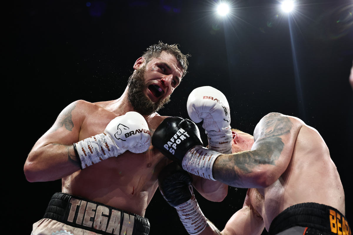Liam Cameron would not be denied the victory over Troy Jones. Photo: Leigh Dawney, Queensberry