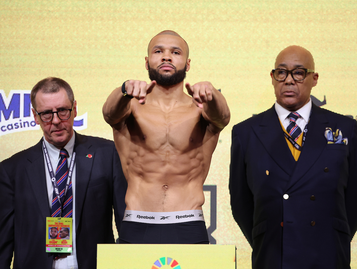 Chris Eubank Jr. made weight with ease for his rematch with Conor Benn on Saturday. Photo: Mark Robinson, Matchroom Boxing