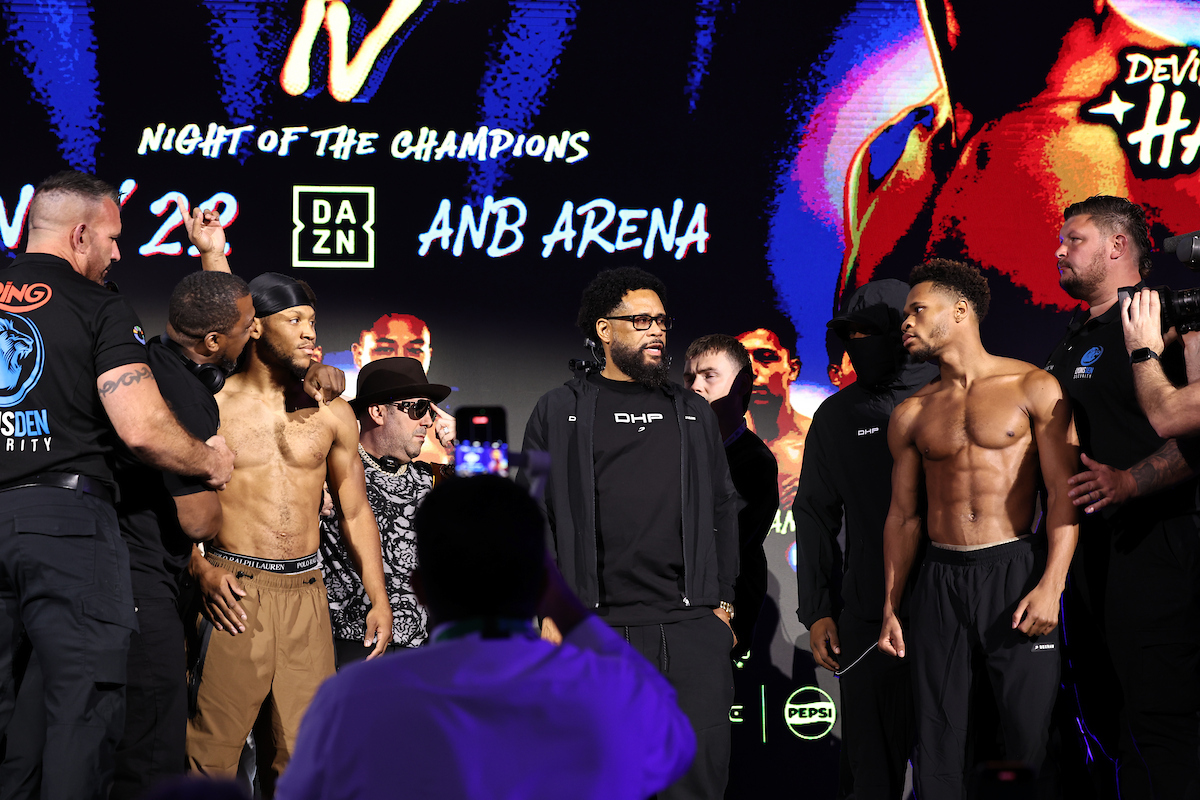 Brian Norman and Devin Haney have been going at it with words all week. Now it's time for fisticuffs. Photo: Leigh Dawney, Queenberry Benavidez vs Yarde Ring IV