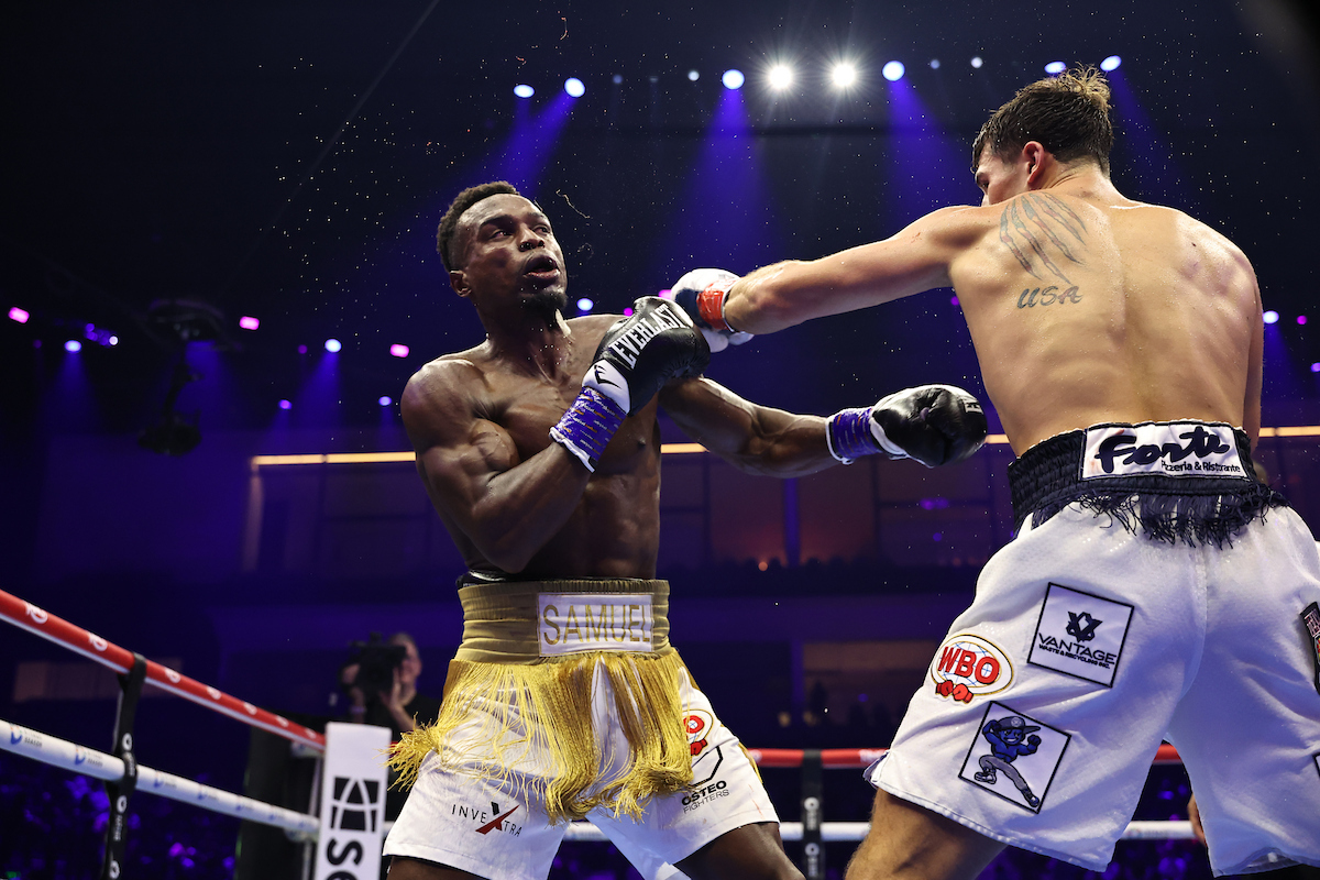 Vito Mielnicki Jr. put himself in the title picture with a ninth round KO win. Photo: Leigh Dawney, Queensberry Ring IV