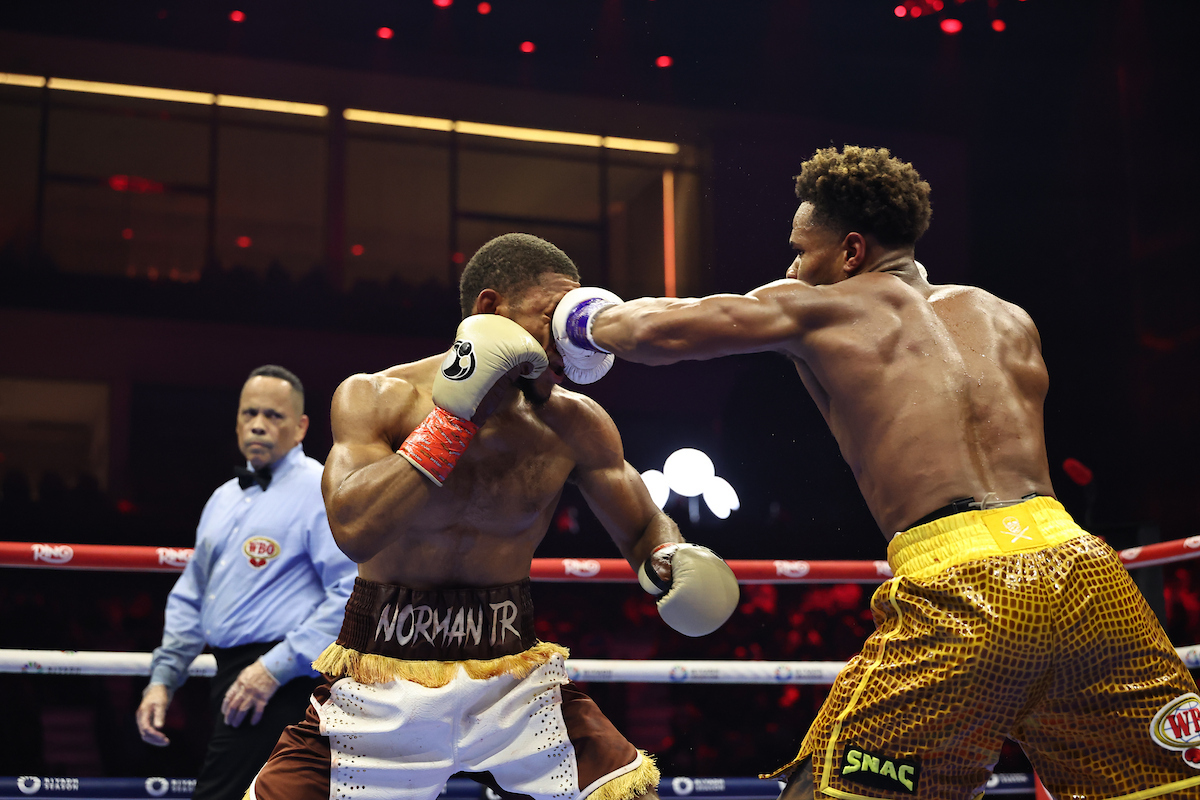 Devin Haney fought smart behind the jab, but now there's some power at welterweight. Photo: Leigh Dawney, Queensberry