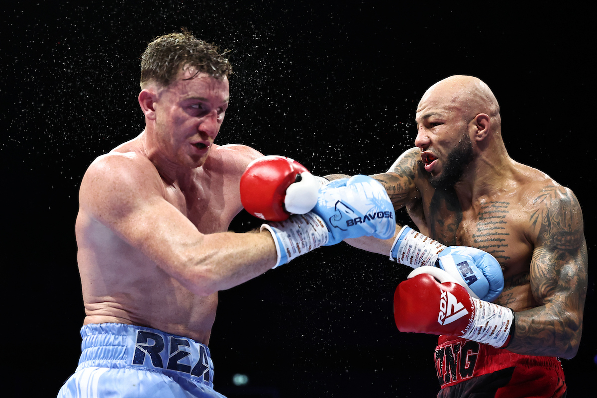 Lyndon Arthur relied on his experience and stamina to overcome a quick start by Brad Rea. Photo: Leigh Dawney, Queensberry Joshua Buatsi