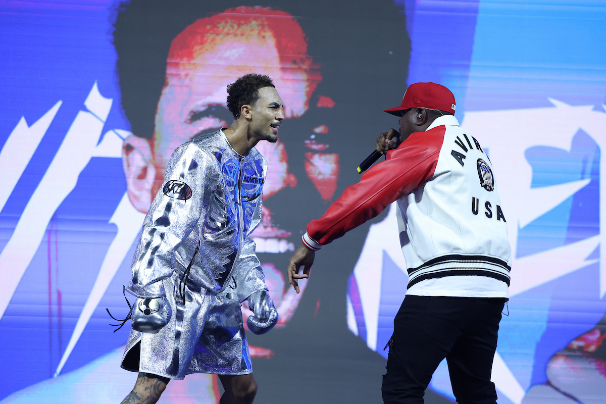 Ben Whittaker's ringwalk with rapper Dizzee Rascal lasted longer than the actual fight. Photo: Mark Robinson, Matchroom Boxing