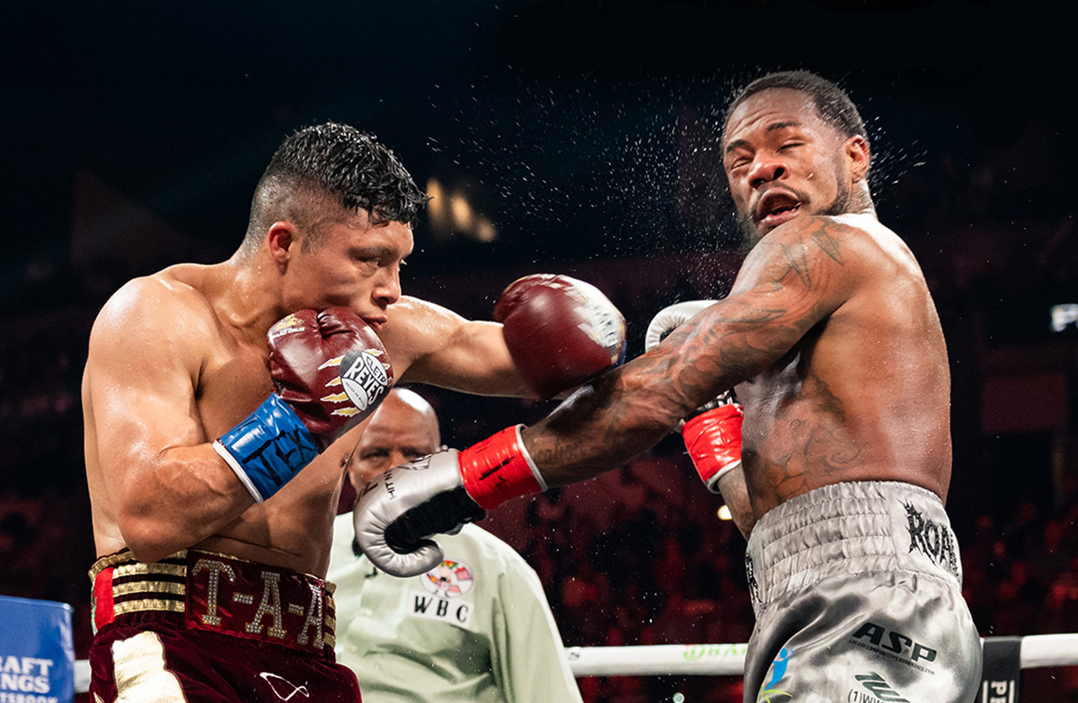 Issac Cruz scored the first knockdown against Lamont Roach Jr. in his career, but a point deduction negated the advantage. Photo: Dylan Trevino, Premier Boxing Champions