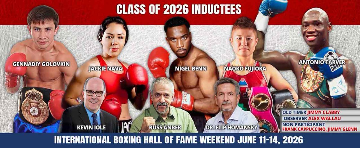 The International Boxing Hall of Fame Class of 2026 was announced today. Photo: IBHOF Golovkin