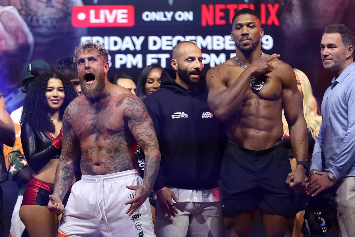 The Jake Paul vs Anthony Joshua spectacle is built on social media relevance, not athletic excellence. Photo: Photo: Megan Briggs, Getty Images For Netflix Paul vs Joshua