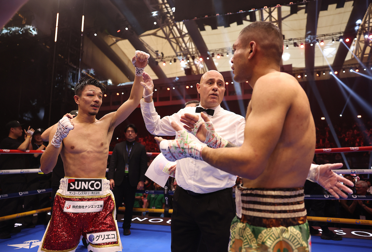 Junto Nakatani may need extra time to heal from the injuries inflicted by Sebastian Hernandez Saturday in Riyadh. Photo: Mark Robinson, Matchroom Boxing Ring V Inoue vs Nakatani