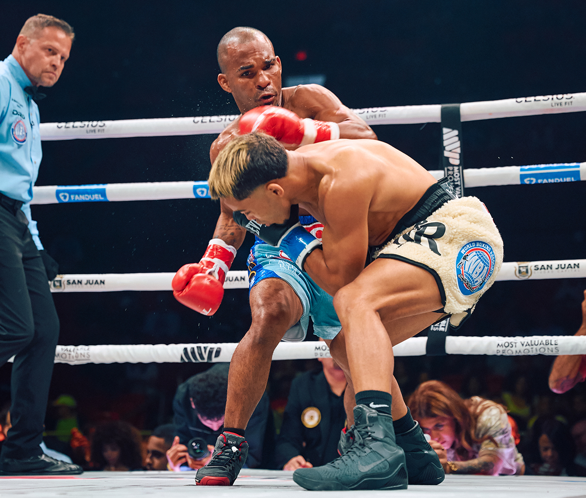Jonathan "Bomba" Gonzalez took the fight to Yankiel Rivera and scored the upset win. Photo: Harry Aaron, Most Valuable Promotions