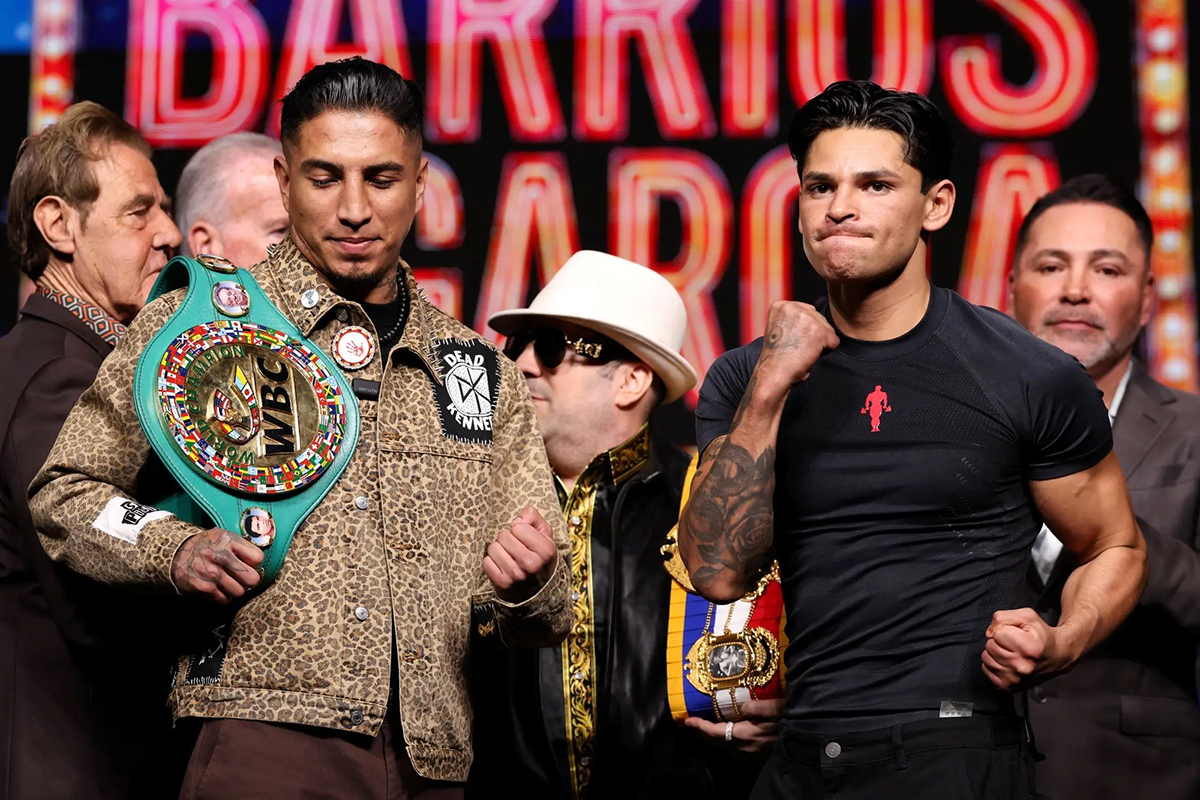 Mario Barrios and Ryan Garcia held their kickoff press conference Thursday, and it was all about Joe Goossen. Photo: Golden Boy Boxing Barrios vs Garcia