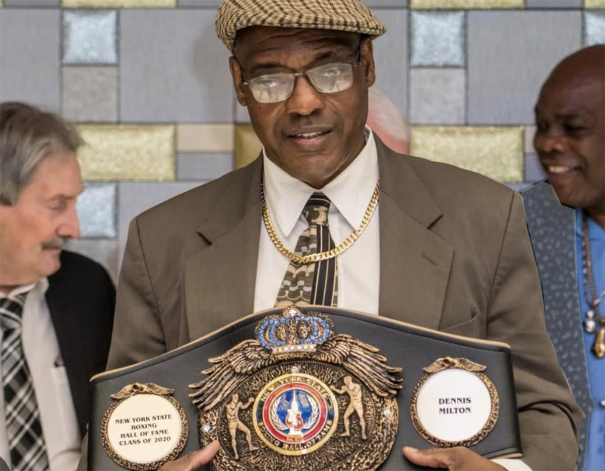 Dennis Milton at his New York State Boxing Hall of Fame induction ceremony in 2020. Milton passed away Jan. 27. Photo: Courtesy NYHOF/Instagram