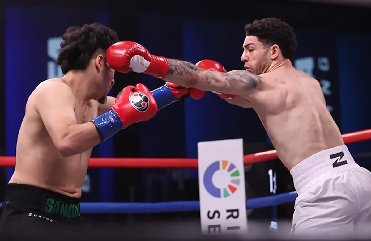 Julian Rodriguez put on a terrific power punching clinic to get his second upset win in a row, this time over Cain Sandoval. Photo: Zuffa Boxing