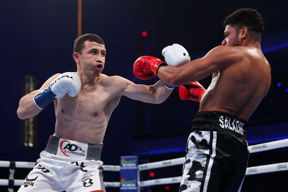 Israel Madrimov won in his return to the ring over Luis Salazar. Photo: Cris Esqueda, Matchroom