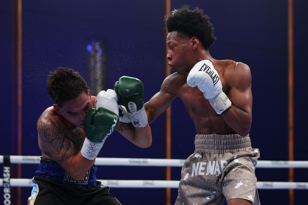 Zaquin Moses, who has been training in Las Vegas with his cousin Shakur Stevenson and Keyshawn Davis, showed the benefits from his training. Photo: Cris Esqueda, Matchroom Boxing