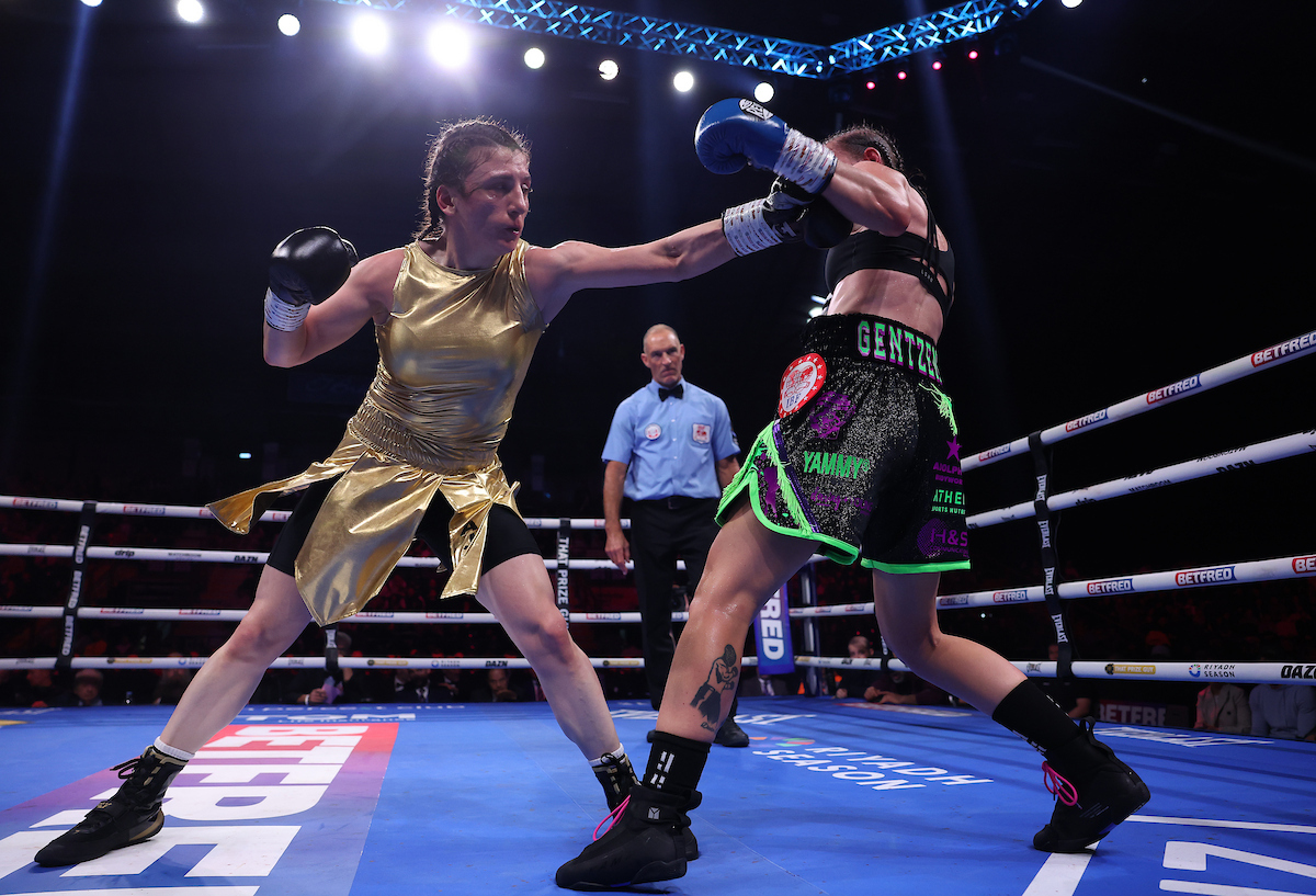 Elif Nur Turhan won a decision over a tougher than expected Taylah Gentzen. Photo: Mark Robinson, Matchroom Boxing