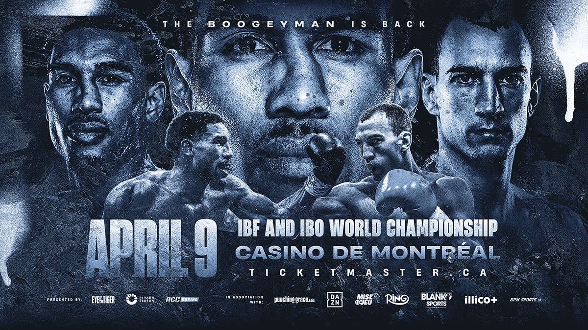 The recently vacated IBF World Super Middleweight title will be on the line in the Iglesias vs Silyagin main event April 5 in Montreal. Photo: EOTTM