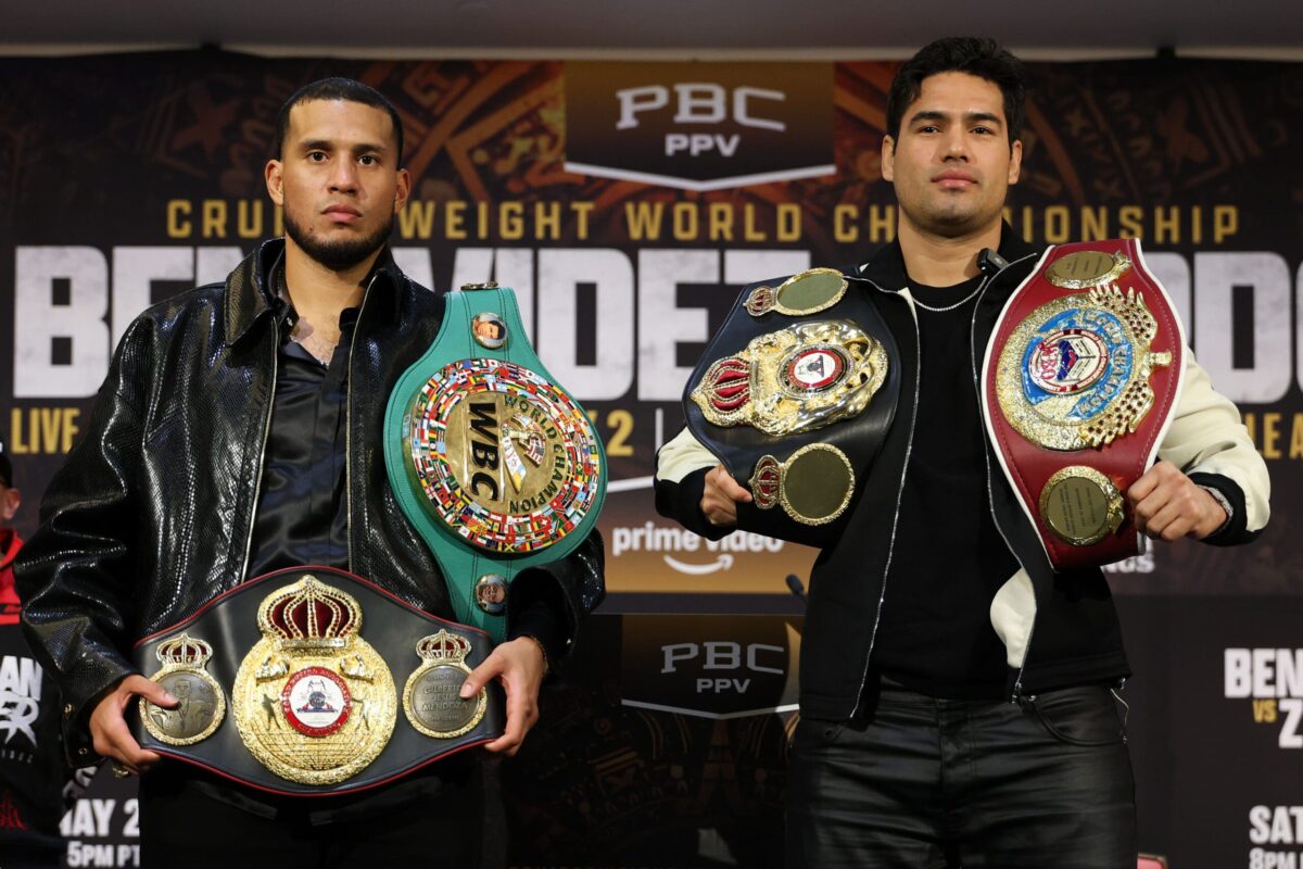Both David Benavidez and Gilberto Ramirez insist all the belts will be in their hands after May 2. Photo: Cris Esqueda, Golden Boy Boxing Benavidez vs Zurdo