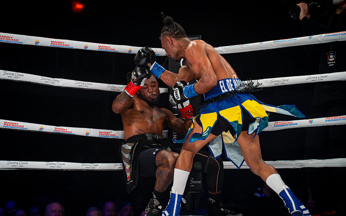 Lorenzo Parra ended Elijah Pierce's night early with an upset second round knockout win. Photo: Manny Pacquiao Promotions