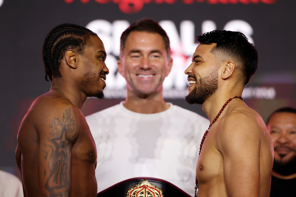 Tahmir Smalls and Abel Ramos face off on Friday. Photo: Cris Esqueda, Matchroom Boxing