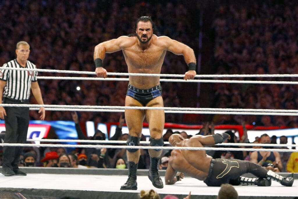 April 10, 2021, Tampa, Florida, USA: Drew McIntyre is seen during his match with Bobby Lashley during Wrestlemania 37 at Raymond James Stadium on Saturday, April 10, 2021 in Tampa. Tampa USA - ZUMAs70_ 20210410_zan_s70_067 Copyright: xLuisxSantanax
