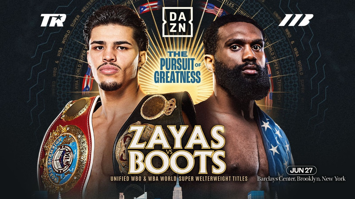 No surprise, but it's good to start the week with Zayas vs Boots getting over the official finish line and set for June 27. Photo: Matchroom Boxing