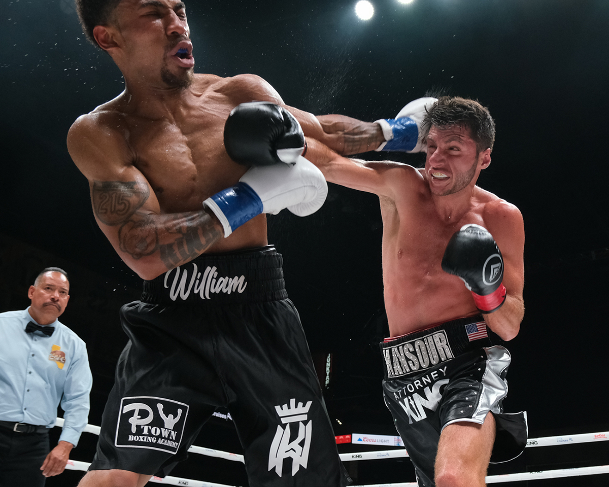 Jonny Mansour looked polished and showed increasing hand speed in his shutout over William King. Photo: SD Fight Night / Richard De La Cruz