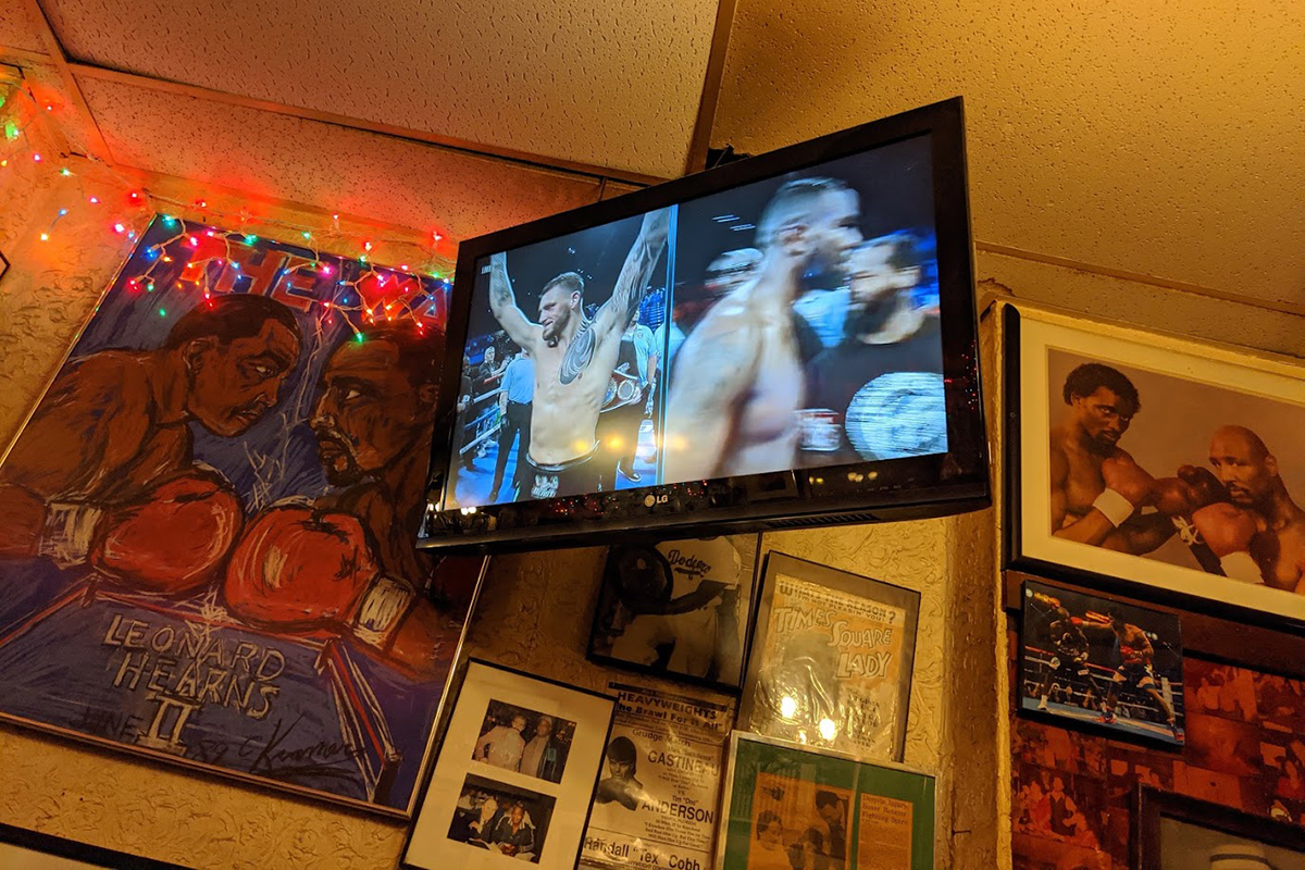 There is always boxing on the screens at Jimmy's Corner. Photo: Matthew Pomara