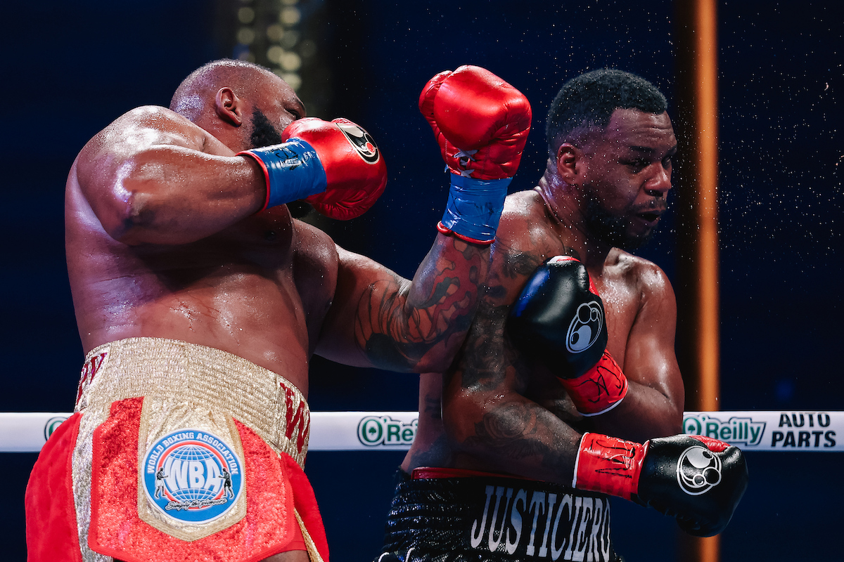 Jarrell Miller threw more than 1,000 punches in his heavyweight fight against Lenier Pero. Photo: Zachariah Delgado, Matchroom Boxing