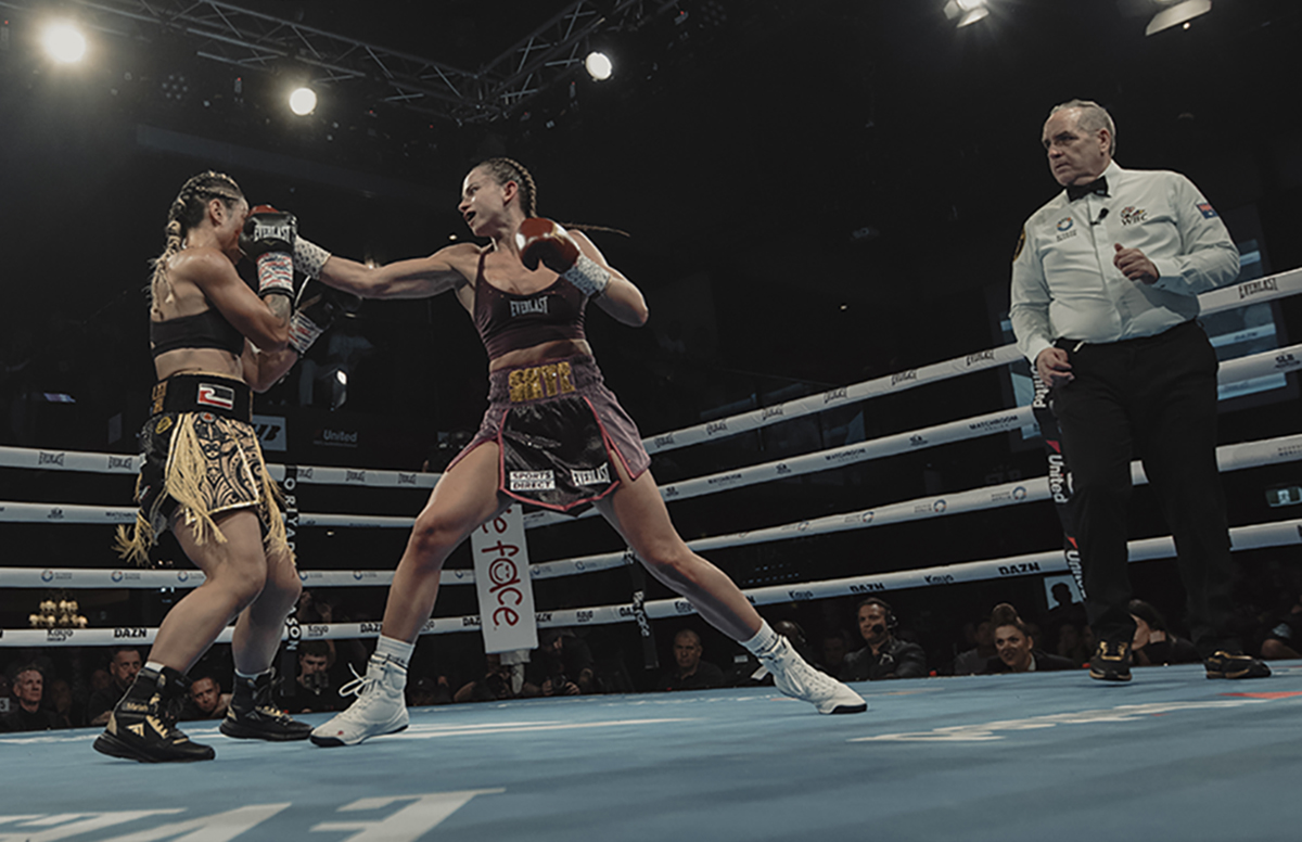 Skye Nicolson scored a victory at home in Australia on Wednesday, a step toward her quest to become a two time world champion. Photo: Matchroom Boxing