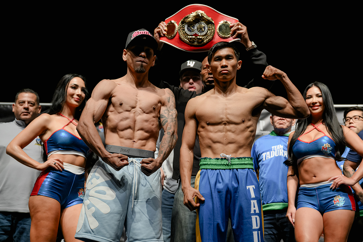The IBF World Minimumweight title is on the line Friday in the Manny Pacquiao Promotions main event between Pedro Taduran and Gustavo Perez. Photo: Mikael Ona, Manny Pacquiao Promotions