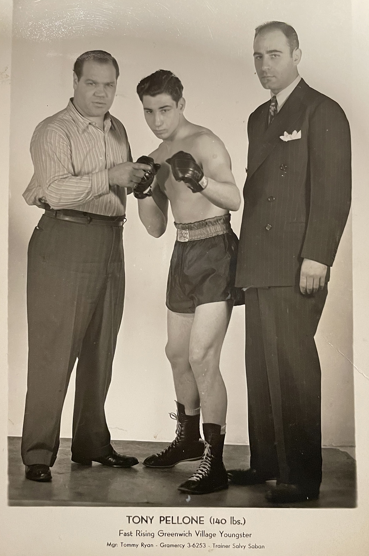 Tony Pellone flanked by Tommy Ryan and Salvi Saban. 