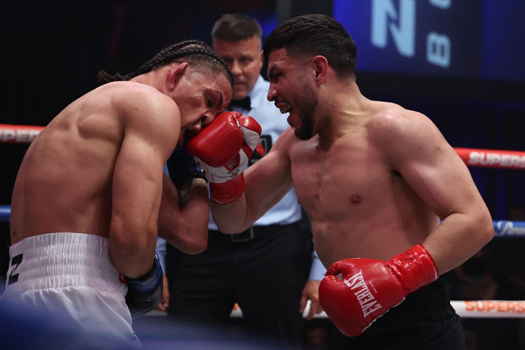 Andres Cortes gets the decision over Eridson Garcia in the main event of Zuffa Boxing 05. Photo: Ed Mulholland/Zuffa Boxing