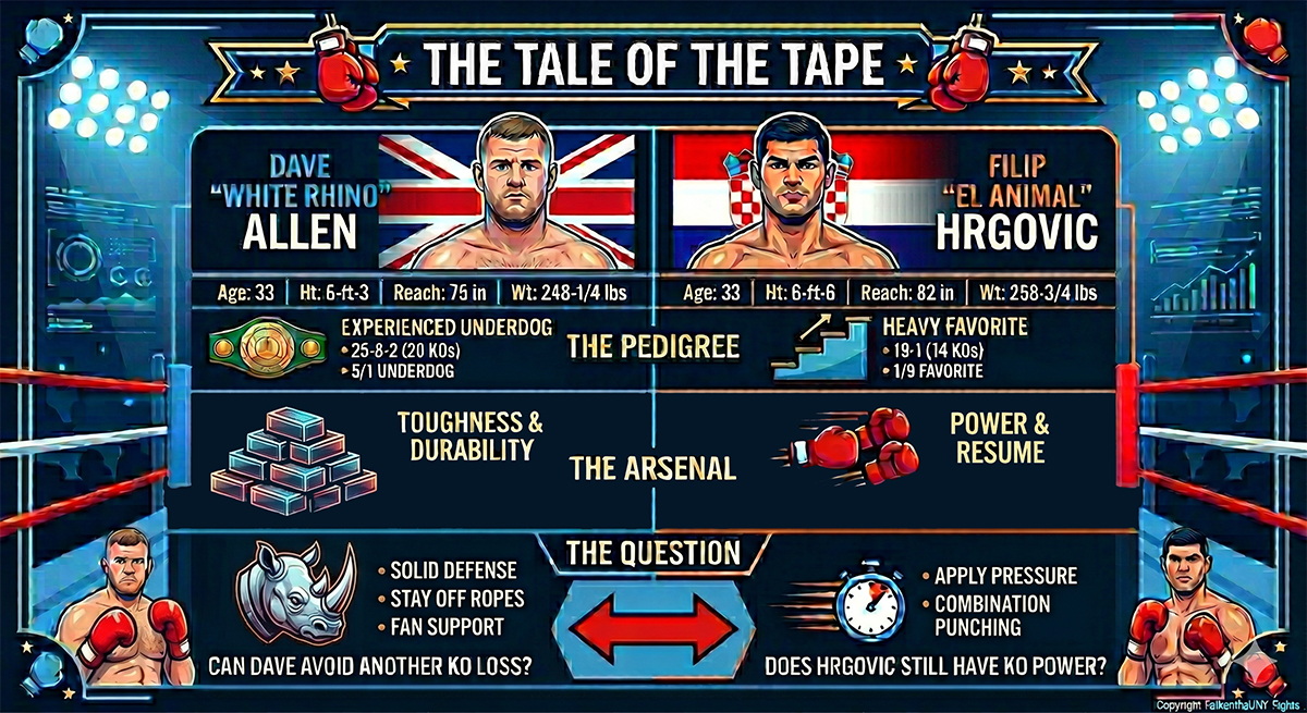 Allen vs Hrgovic Tale of the Tape. Graphic: Gayle Falkenthal / Gemini 