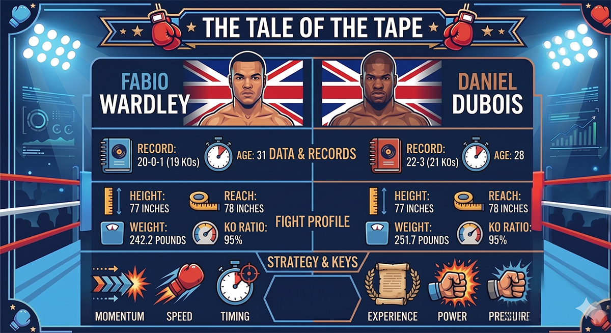 Tale of the Tape for Wardley vs Dubois. Copyright G. Falkenthal/Gemini