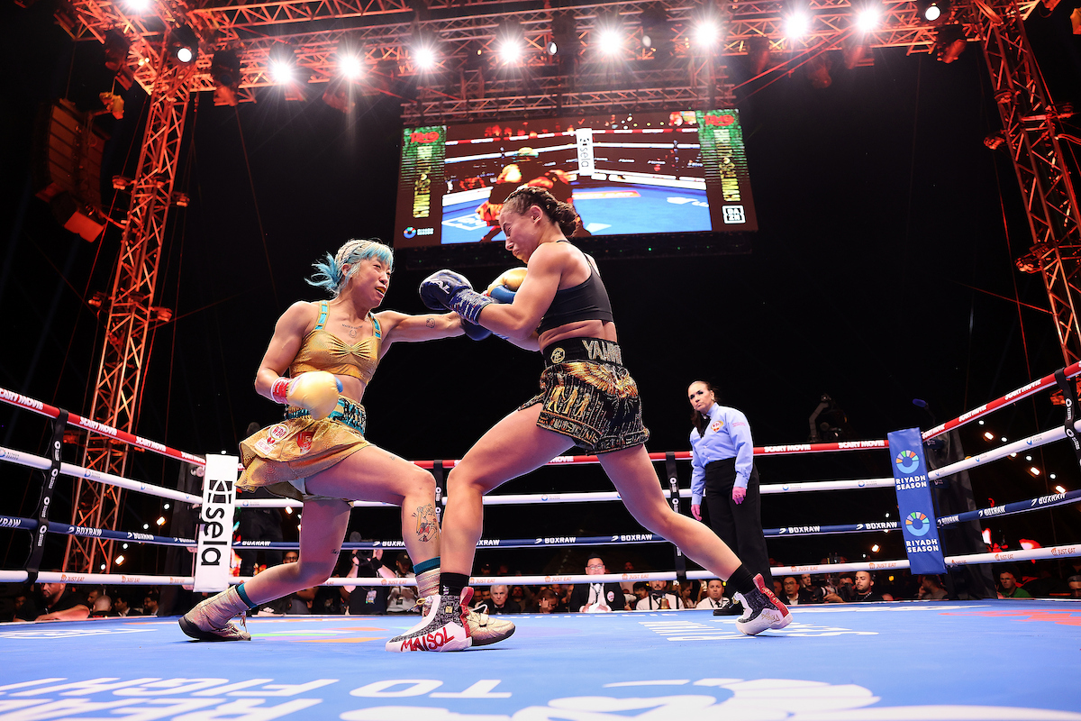 Mizuki Hiruta defends her WBO World Female Super Flyweight Title against Mai Soliman. Photo: Mark Robinson, Matchroom Boxing undercard upsets