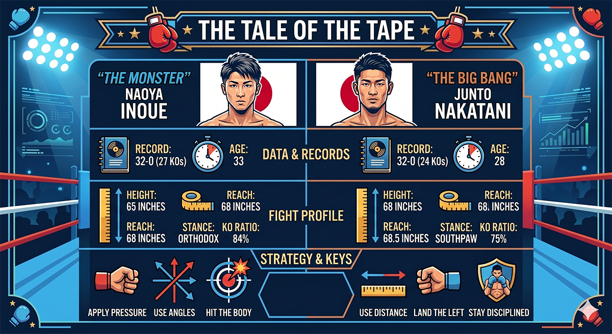 Inoue vs Nakatani: Tale of the Tape. Copyright: Falkenthal/NY Fights via Gemini