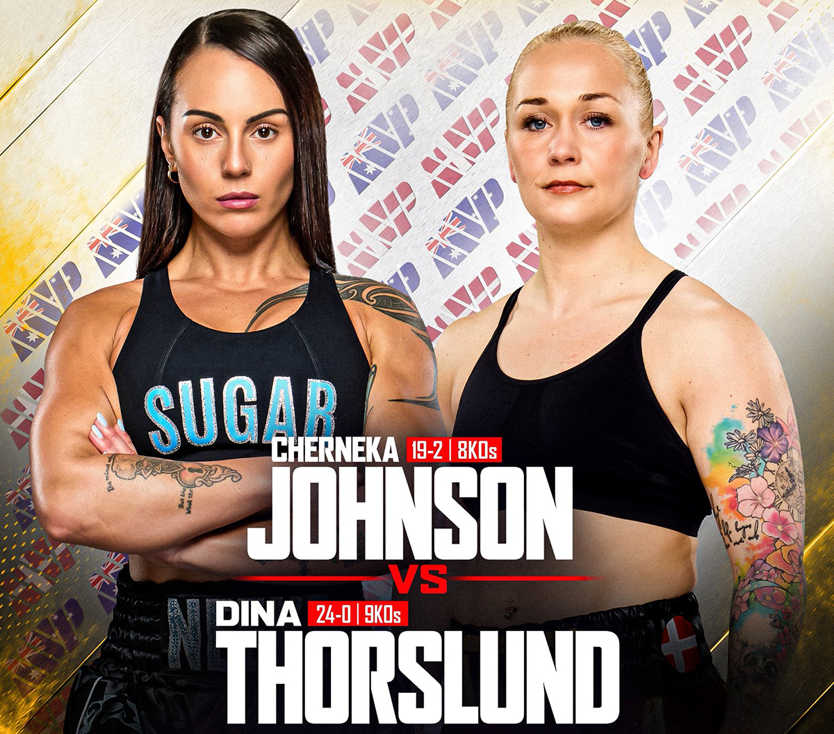 The main event for MVPW05 features a contest for the undisputed world bantamweight crown between Cherneka Johnson and Dina Thorslund on June 13. Photo: MVP