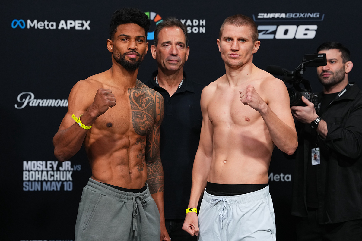Shane Mosley Jr. and Serhii Bohachuk know each other well. They weighed in at the 160 pound middleweight limit for Sunday's fight. Photo: UFC/Zuffa Boxing 06