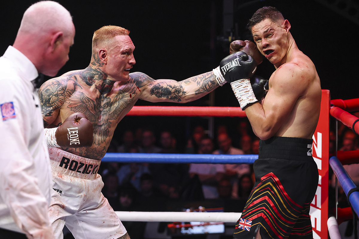 Ryan Rozicki tested Chris Billam-Smith's chin early in their bout Saturday. Photo: Ed Mulholland, Zuffa Boxing 07