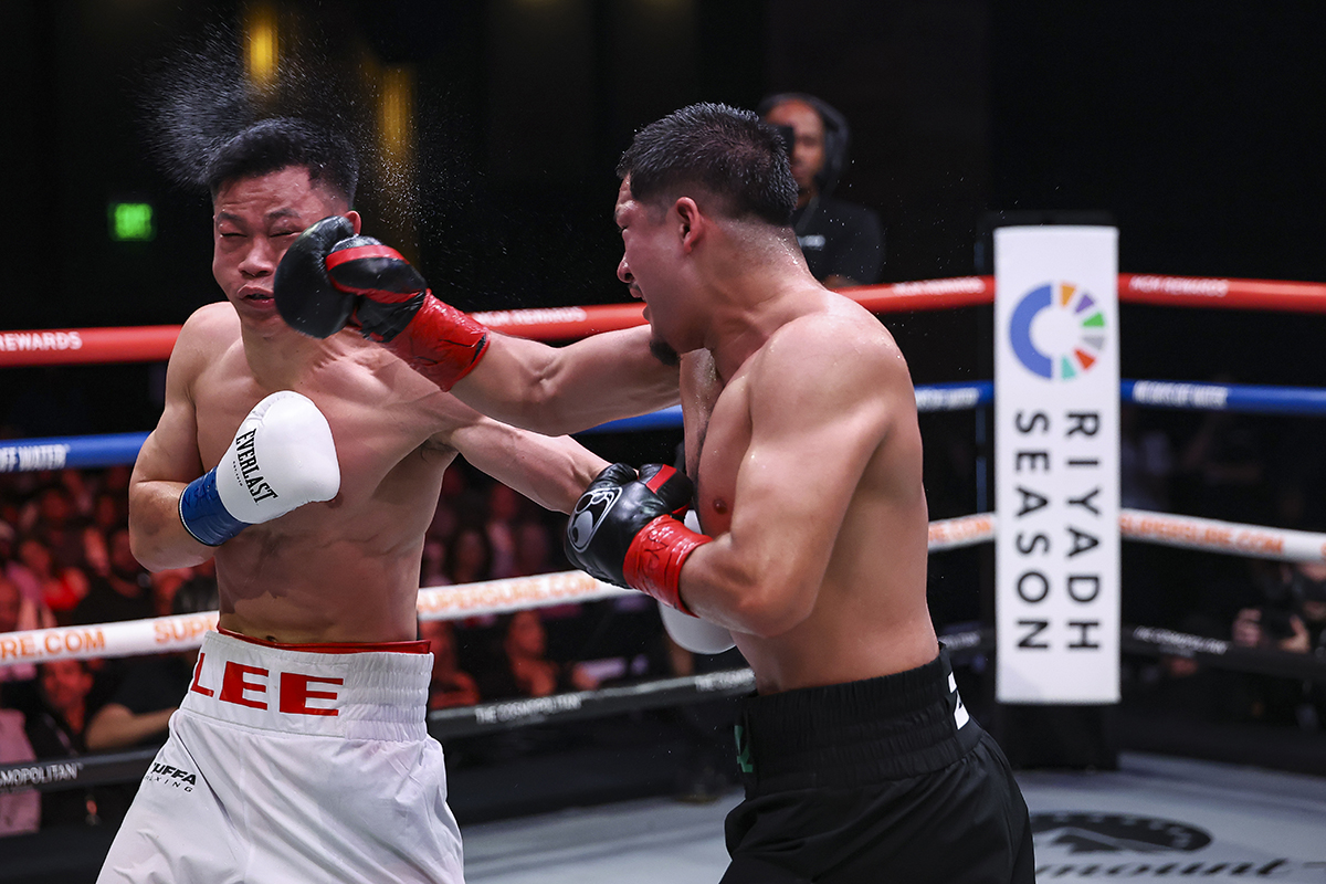 Cain Sandoval stepped up the punishment in the second half of his fight against Brandun Lee at Zuffa Boxing 08. Photo: Ed Mulholland/ Zuffa Boxing 08