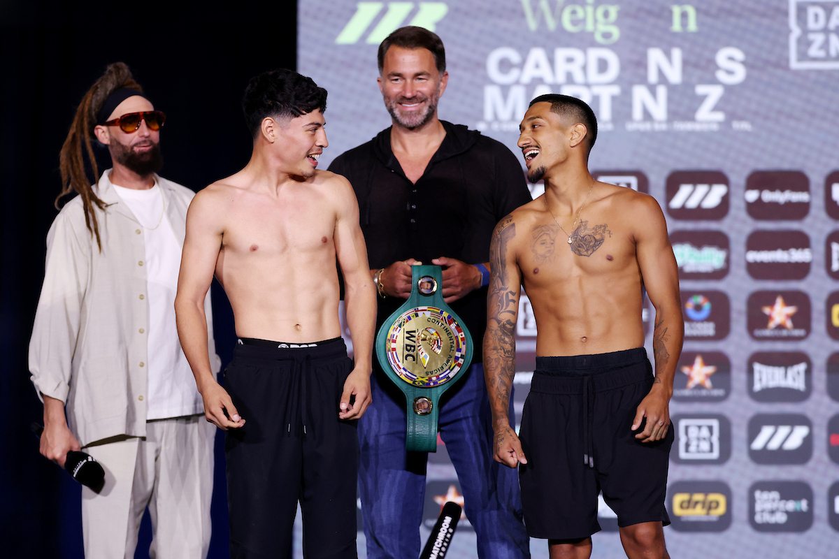 Arturo Cardenas and Jordan Martinez have been getting into good natured trash talk all week in Glendale. Photo: Zachariah Delgado, Matchroom Boxing Bam Rodriguez