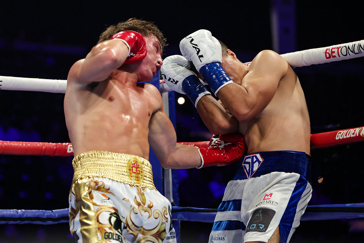 Cayden Griffiths made the body shots count in his three round fight against Alan Crisosto. Photo: Golden Boy Boxing Collazo Scorecards
