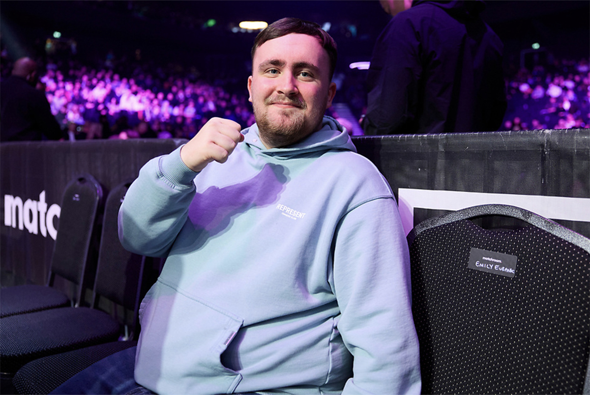 Darts Player Luke Littler ringside for the Catterall vs Barboza Jr. card on Feb. 15, 2025 at the Co Op Live Arena in Manchester. Photo: Mark Robinson, Matchroom Boxing 